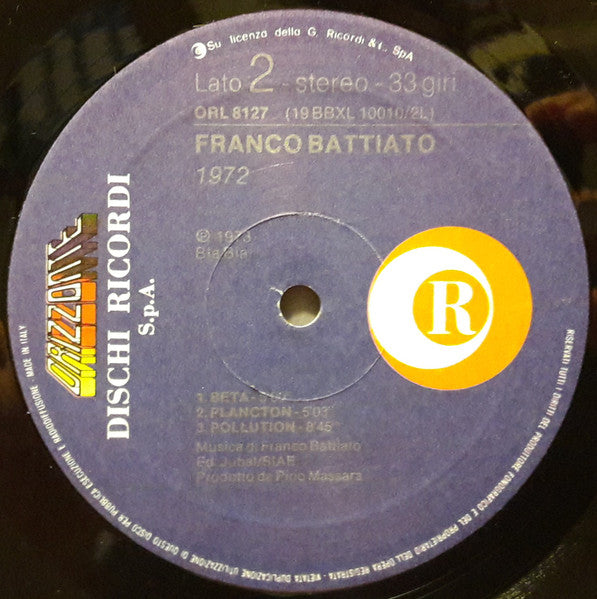 Franco Battiato : 1972 Fetus / Pollution (LP, Comp, RE)