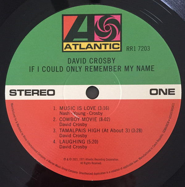 David Crosby : If I Could Only Remember My Name (LP, Album, RE, RM, 180)