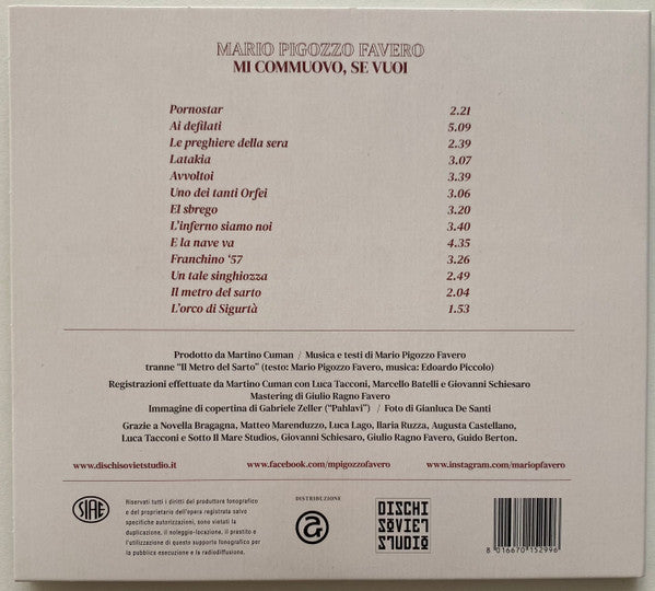 Mario Pigozzo Favero : Mi Commuovo, Se Vuoi (CD, Album)