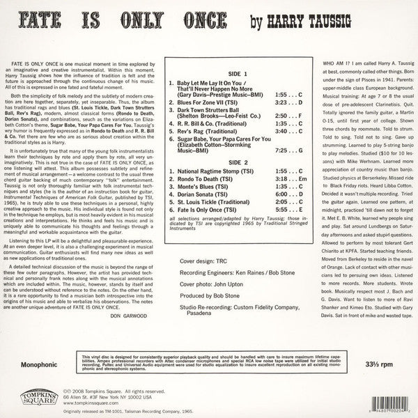 Harry Taussig : Fate Is Only Once (LP, RE)