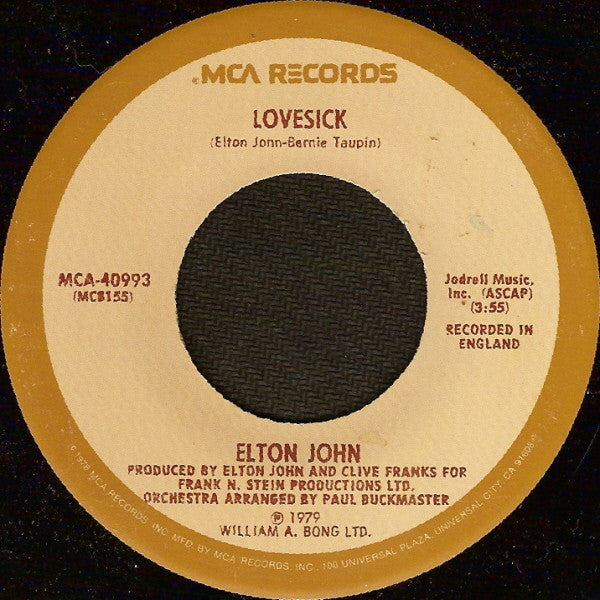 Elton John : Song For Guy (7", Single, Pin)