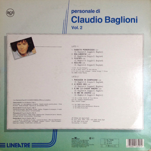 Claudio Baglioni : Personale Di Claudio Baglioni Vol. 2 (LP, Comp, RE)