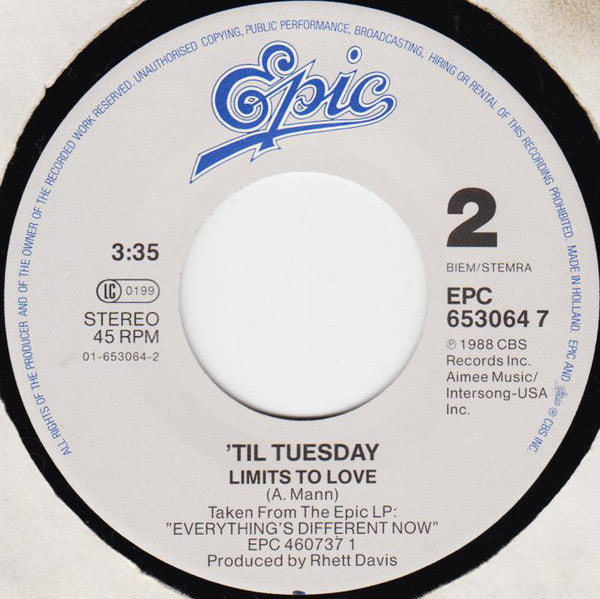 'Til Tuesday : (Believed You Were) Lucky (7", Single)