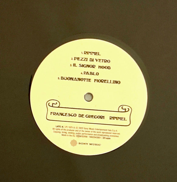 Francesco De Gregori : Rimmel (LP, Album, RE, RM, 50t)