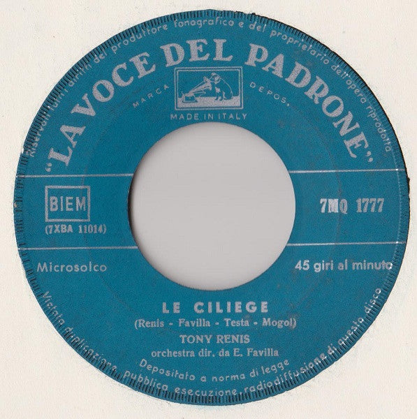 Tony Renis : Uno Per Tutte (7")