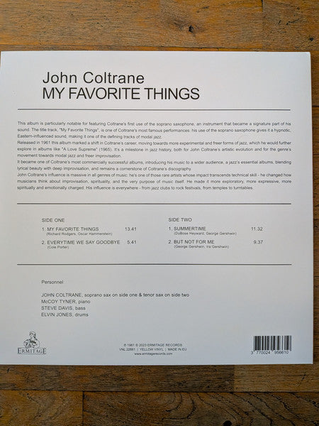 John Coltrane : My Favourite Things (LP, Album, RE, Yel)