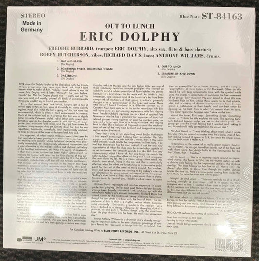 Eric Dolphy : Out To Lunch! (LP, Album, RE, 140)