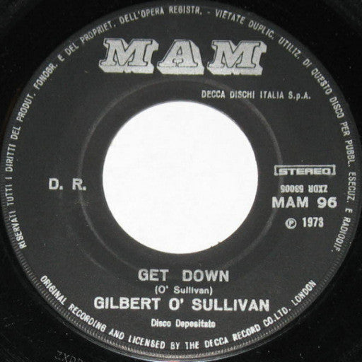 Gilbert O'Sullivan : Get Down (7", Single, Gat)