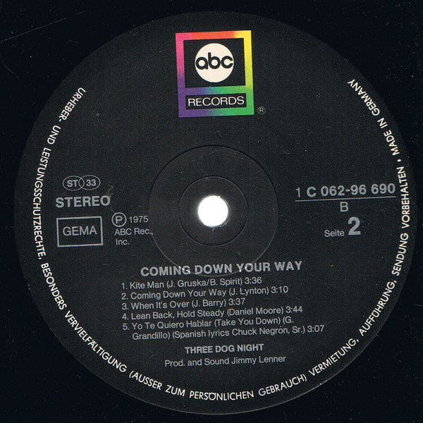 Three Dog Night : Coming Down Your Way (LP, Album, Gat)