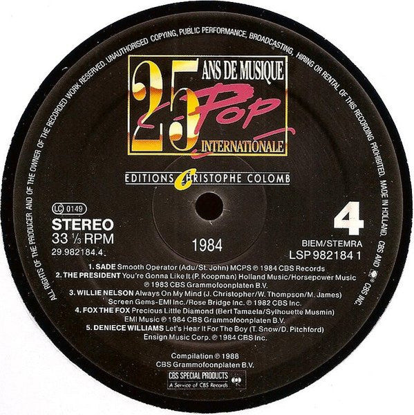 Various : 25 Ans De Musique Pop Internationale - 1984 (2xLP, Comp)