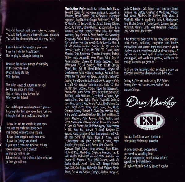 Vanishing Point (5) : Embrace The Silence (CD, Album, RE)