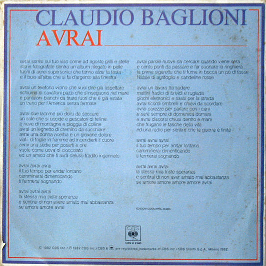 Claudio Baglioni : Avrai (7", Single)