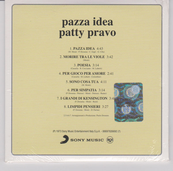 Patty Pravo : Pazza Idea (CD, Album, RE, Car)