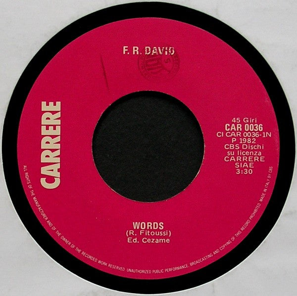 F.R. David : Words (7", Single)