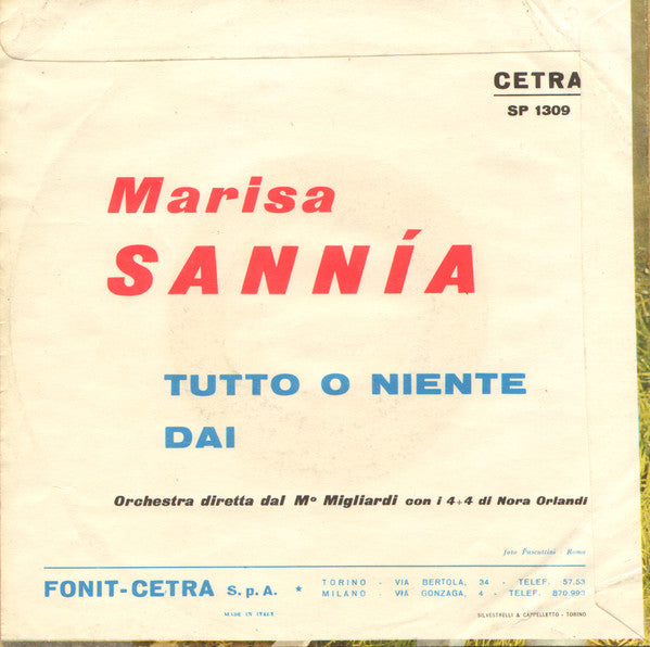 Marisa Sannia : Tutto O Niente / Dai (7")