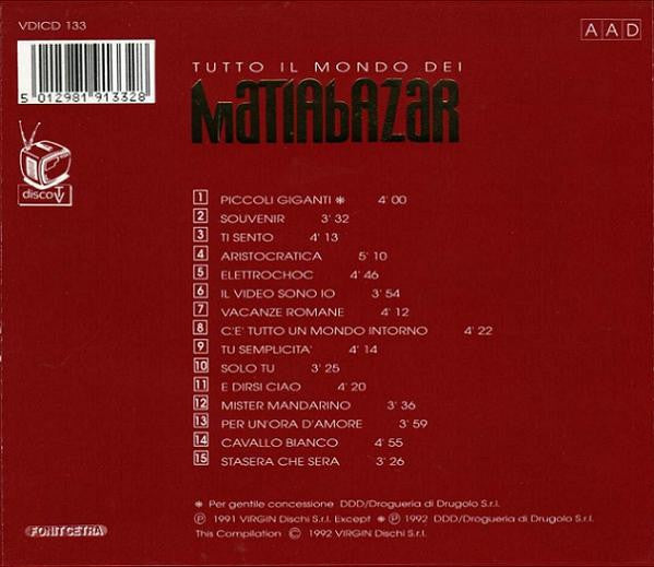 Matia Bazar : Tutto Il Mondo Dei Matia Bazar (CD, Comp)