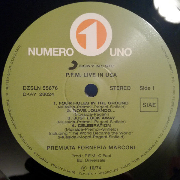 Premiata Forneria Marconi : Live In U.S.A. (LP, Album, RE, 180)