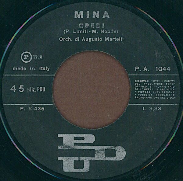 Mina (3) : Io E Te Da Soli  (7")