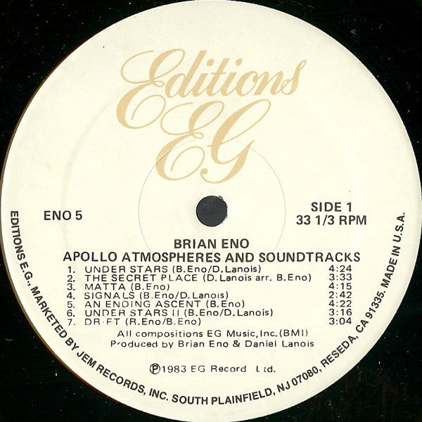 Brian Eno With Daniel Lanois & Roger Eno : Apollo - Atmospheres & Soundtracks (LP, Album)