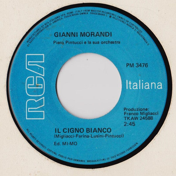 Gianni Morandi : Scende La Pioggia / Il Cigno Bianco (7", Mono, BIE)