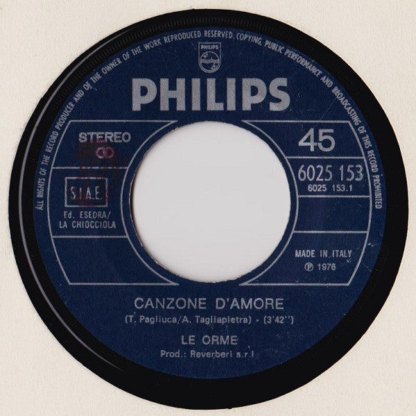Le Orme : Canzone D'Amore (7")