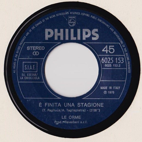 Le Orme : Canzone D'Amore (7")