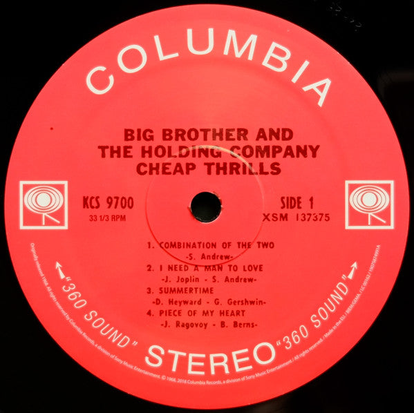 Big Brother & The Holding Company : Cheap Thrills (LP, Album, RE, Gat)