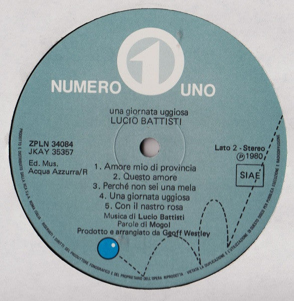 Lucio Battisti : Una Giornata Uggiosa (LP, Album, 1/8)