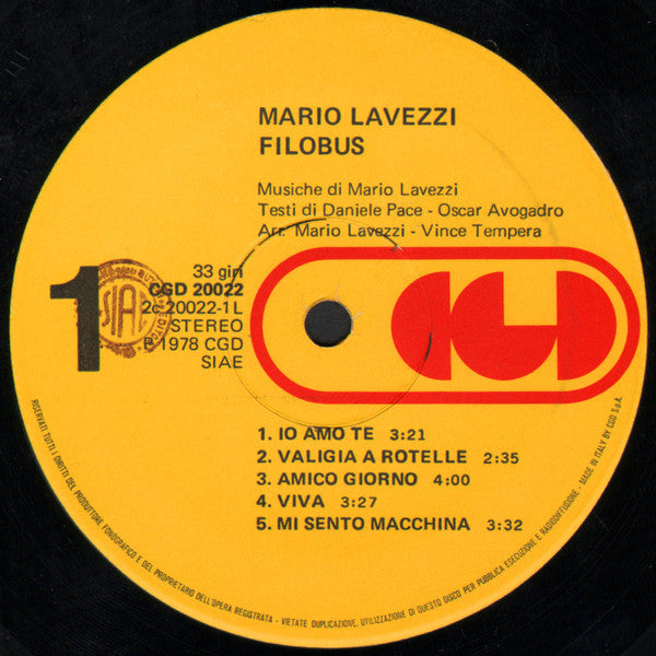 Mario Lavezzi : Filobus (LP, Album)