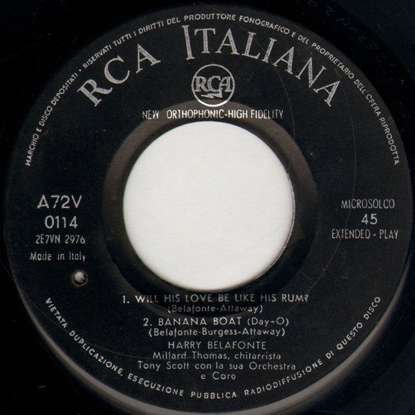 Harry Belafonte : Calypso Vol. 1 (7", EP)
