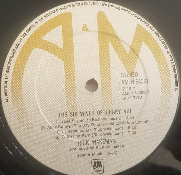 Rick Wakeman : The Six Wives Of Henry VIII (LP, Album, RE, Gat)