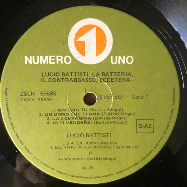 Lucio Battisti : Lucio Battisti, La Batteria, Il Contrabbasso, Eccetera (LP, Album, Cam)