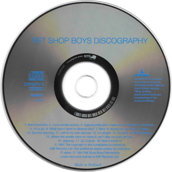 Pet Shop Boys : Discography (The Complete Singles Collection) (CD, Comp, RE)