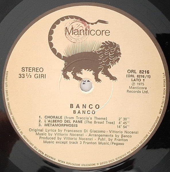 Banco* : Banco (LP, Album, RE, No )