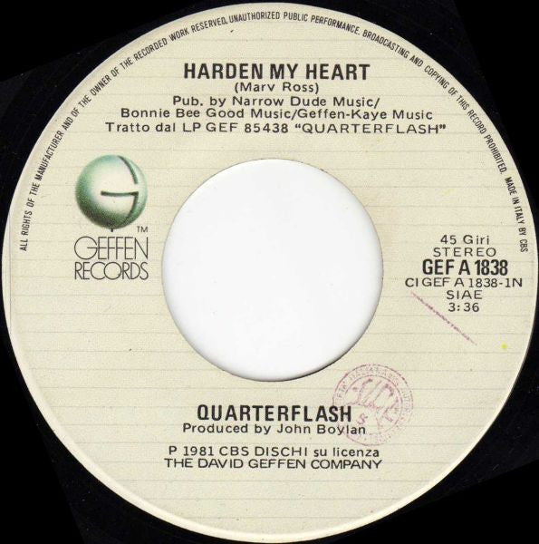 Quarterflash : Harden My Heart (7")