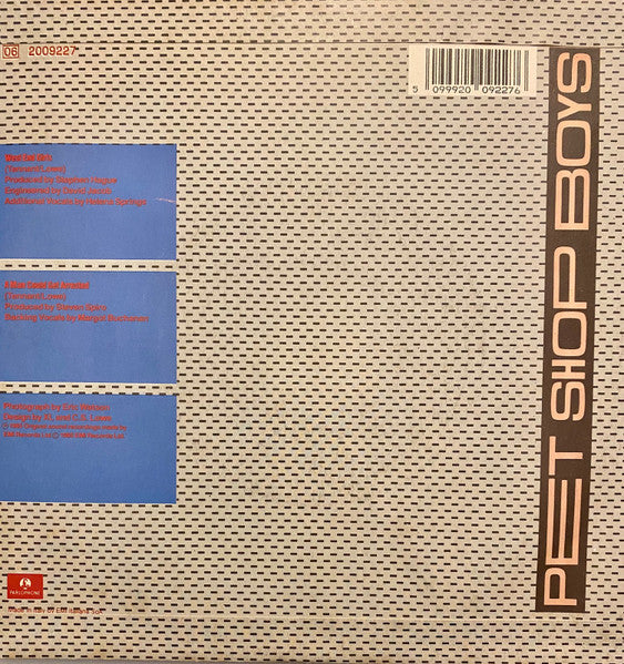 Pet Shop Boys : West End Girls (7", Single, Bla)