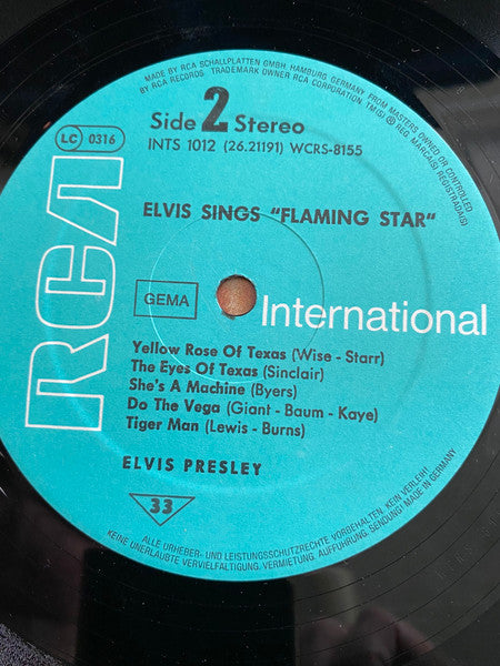 Elvis Presley : Elvis Sings "Flaming Star" (LP, RE)