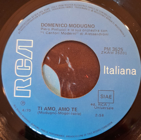 Domenico Modugno : La Lontananza / Ti Amo, Amo Te (7", Mono)