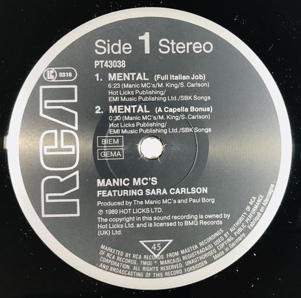Manic MC's Featuring Sara Carlson : Mental (12")
