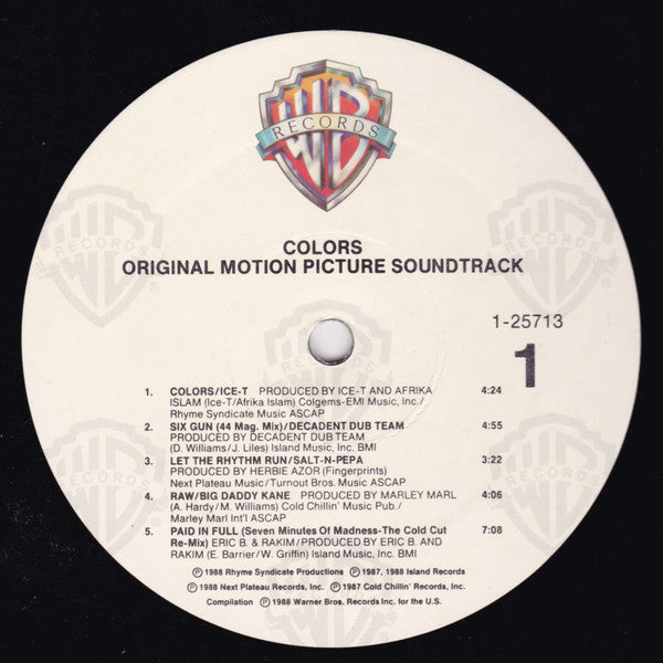 Various : Colors (Original Motion Picture Soundtrack) (LP, Album, Comp, All)
