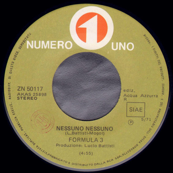 Formula 3 : Nessuno Nessuno  (7")