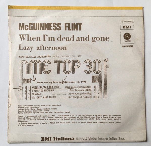 McGuinness Flint : When I'm Dead And Gone (7", Single)