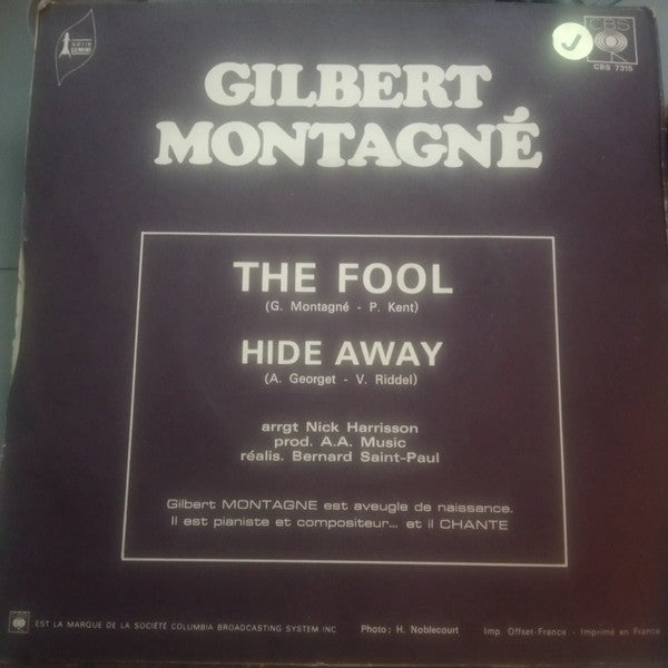 Gilbert Montagné : The Fool / Hide Away (7", Single)