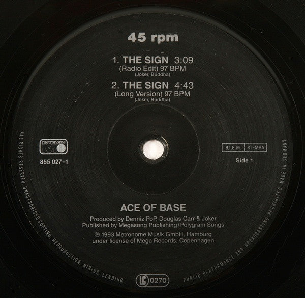 Ace Of Base : The Sign (12", Single)