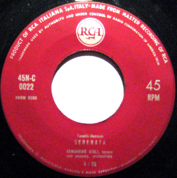 Beniamino Gigli : Serenata / Musica Proibita (7")