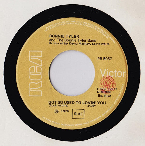 Bonnie Tyler : It's A Heartache / Got So Used To Lovin' You (7", Single)