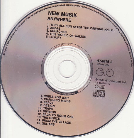 New Musik : Anywhere (CD, Album, RE)