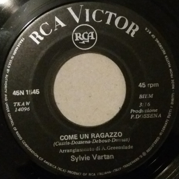Sylvie Vartan : Come Un Ragazzo (7", Mono)
