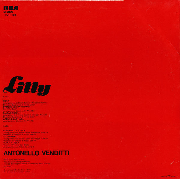 Antonello Venditti : Lilly (LP, Album)