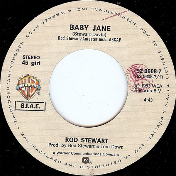 Rod Stewart : Baby Jane (7", Single)